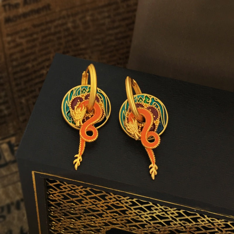 Bridalore Oriental Colorful Dragon Cloud Earrings