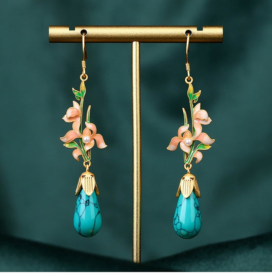 Bridalore Oriental Enamel Turquoise Earrings