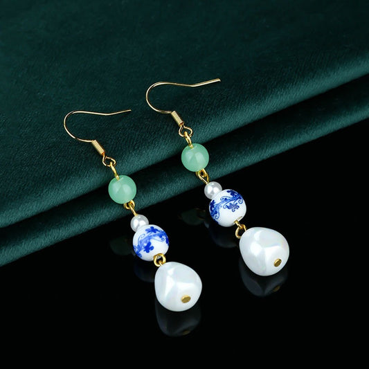 Bridalore Oriental Agate and Pearl Earrings