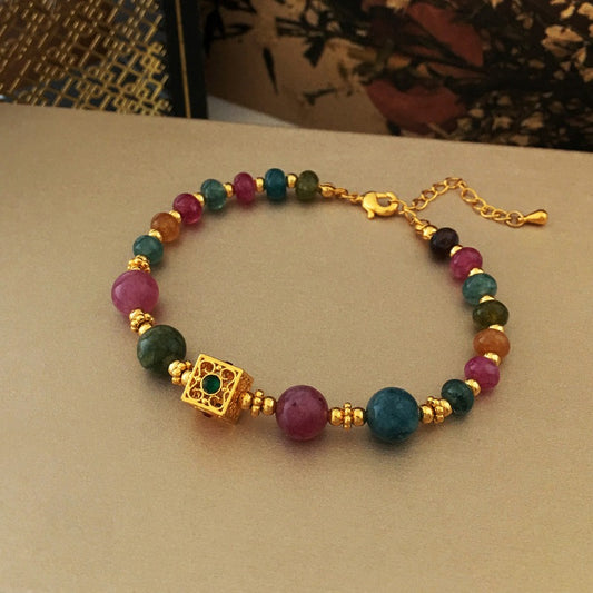 Bridalore Oriental Colorful Contrasting Stone Bracelet