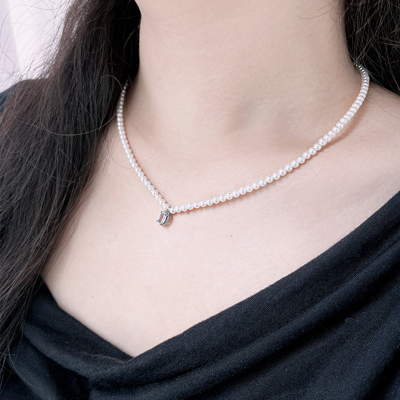 Bridalore Ocean Heart Natural Topaz Pearl Necklace