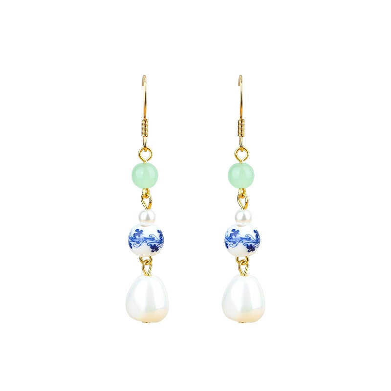 Bridalore Oriental Agate and Pearl Earrings