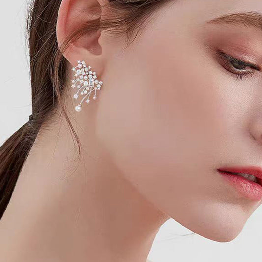 Bridalore Dazzling Nebula Pearl Stud Earrings