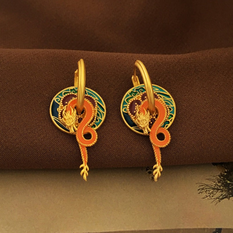 Bridalore Oriental Colorful Dragon Cloud Earrings