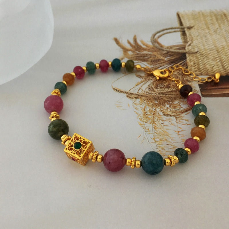 Bridalore Oriental Colorful Contrasting Stone Bracelet