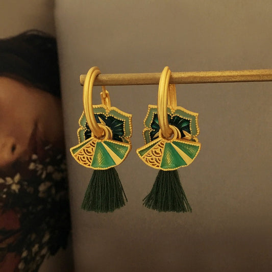 Bridalore Oriental Palace Fan Earrings