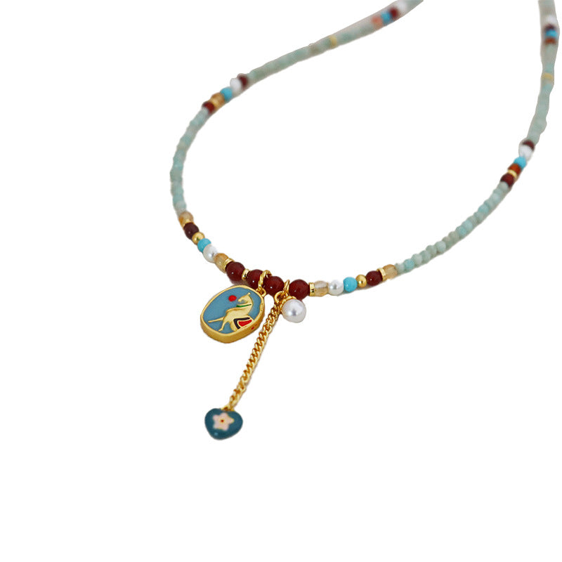 Bridalore Oriental Drip Oil Natural Stone Necklace