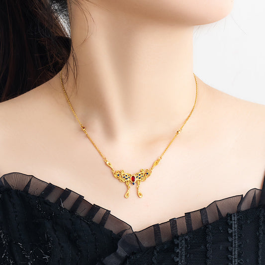 Bridalore Oriental Dream Butterfly Enamel Necklace